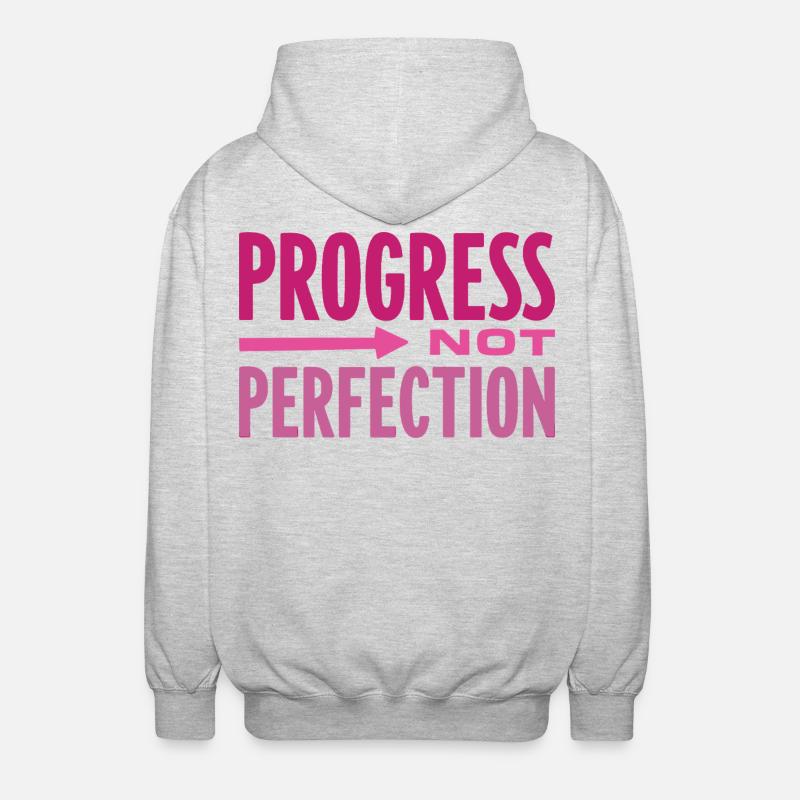 Progress Not Perfection Fortschritt zählt - Unisex Kapuzenjacke - Hellgrau meliert