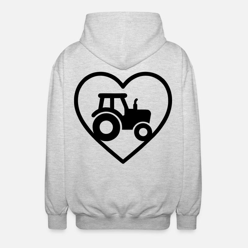 Heart Tractor – Farmer Passion Design - Unisex Hooded Jacket - light heather grey