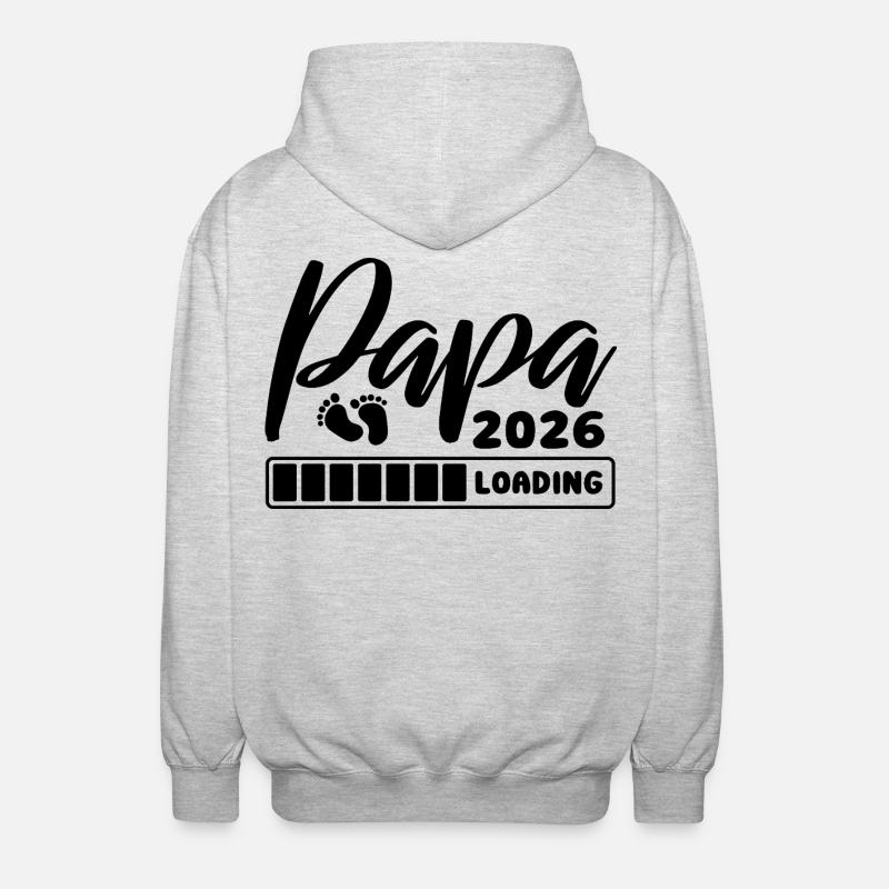 Papa 2026 loading - Schwangerschaft - Geschenk - Unisex Kapuzenjacke - Hellgrau meliert