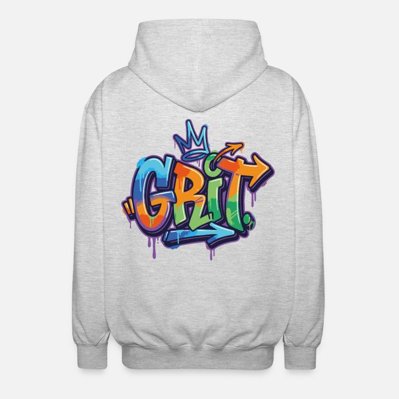 Grit Graffiti Motivation - Unisex Kapuzenjacke - Hellgrau meliert
