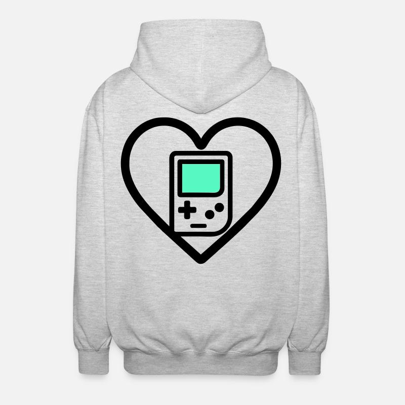 Retro Heart – Console portable rétro - Veste à capuche unisexe - gris clair chiné