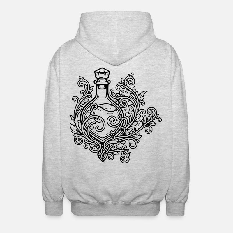 Fiole d'elixir et fleurs - Veste à capuche unisexe - gris clair chiné