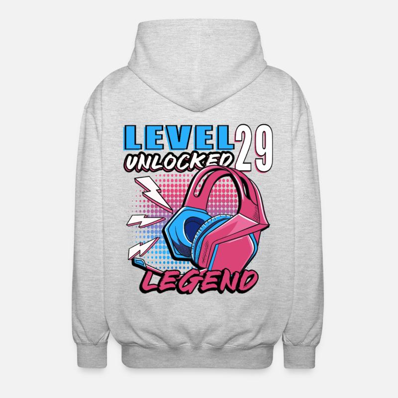 Level 29 Legende Neon Kopfhörer - Unisex Kapuzenjacke - Hellgrau meliert