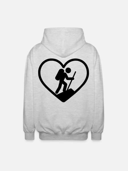 Heart hiking – nature lover - Unisex Hooded Jacket - light heather grey
