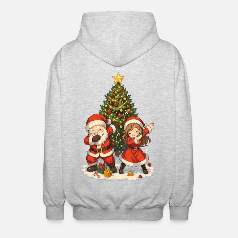 Weihnachts Dab, Santa Squad, Fun Xmas - Unisex Kapuzenjacke - Hellgrau meliert