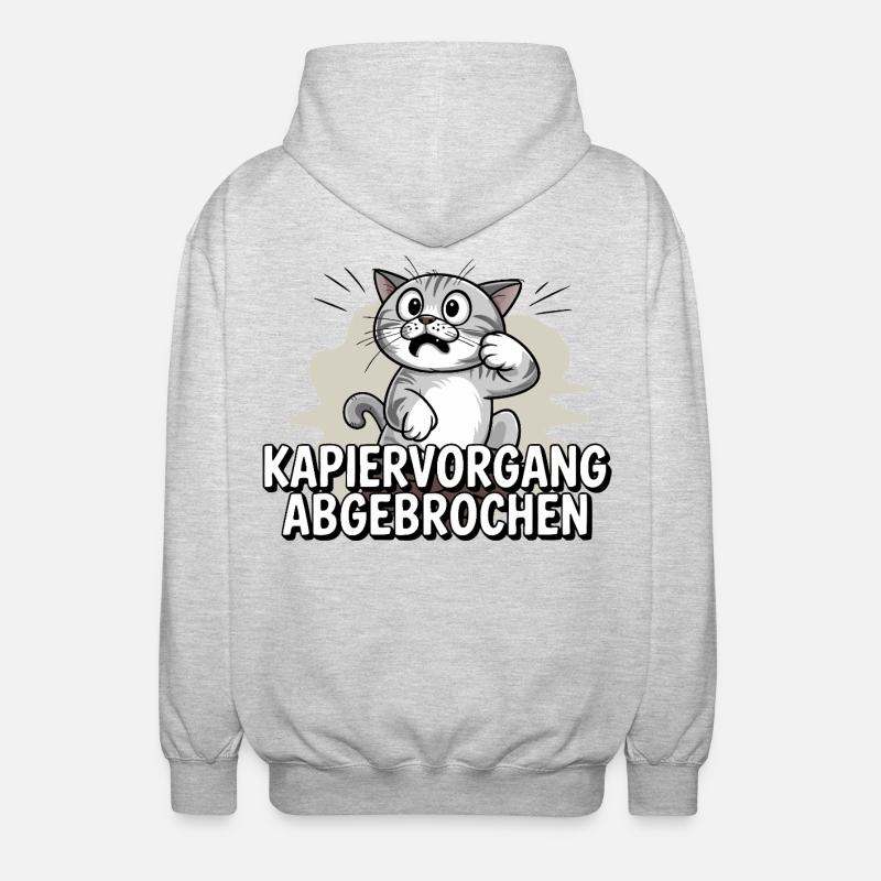 Copying process aborted – cat confused - Unisex Hooded Jacket - light heather grey