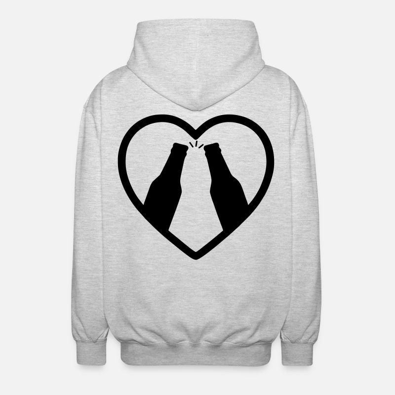 Apéritif de bière Heart Bottles - Veste à capuche unisexe - gris clair chiné
