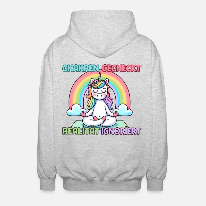 Chakras checked – reality ignored - Unisex Hooded Jacket - light heather grey