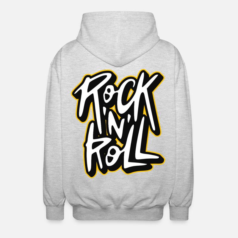 Rock 'n' Roll Graffiti-Stil Skript-Logo - Unisex Kapuzenjacke - Hellgrau meliert