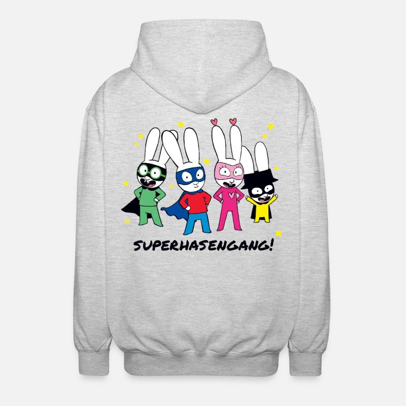 Simon Superhase Mit Seiner Superhasengang  - Unisex Kapuzenjacke - Hellgrau meliert