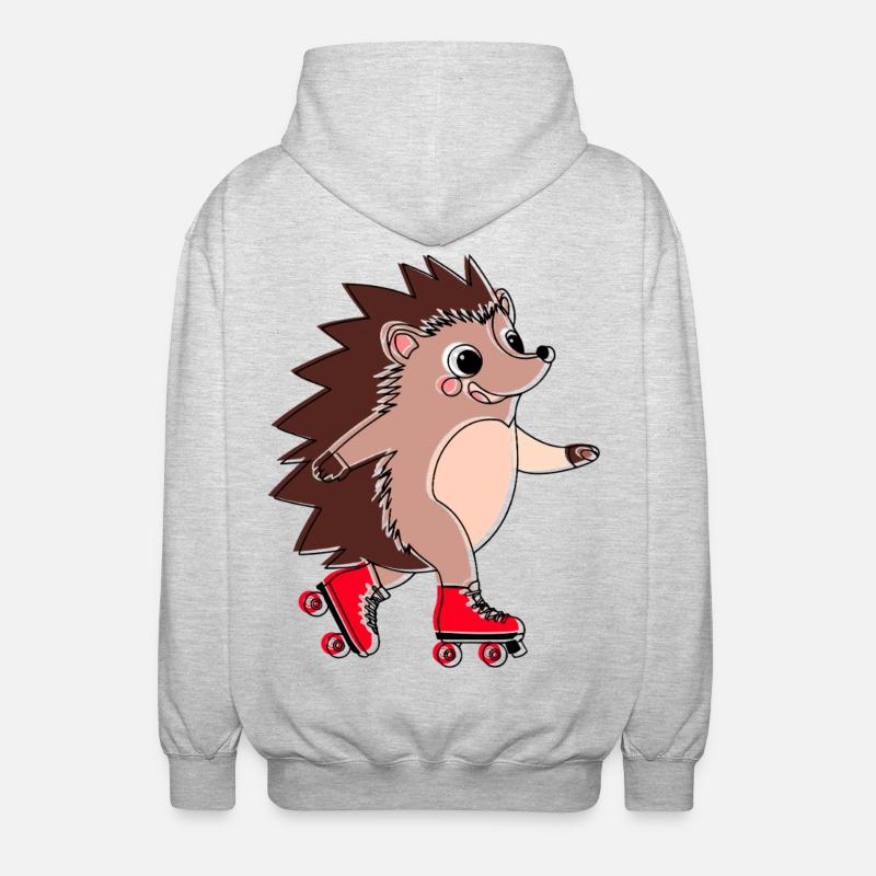 Hedgehog on rollerblades - Niglo on rollerblades - Unisex Hooded Jacket - light heather grey