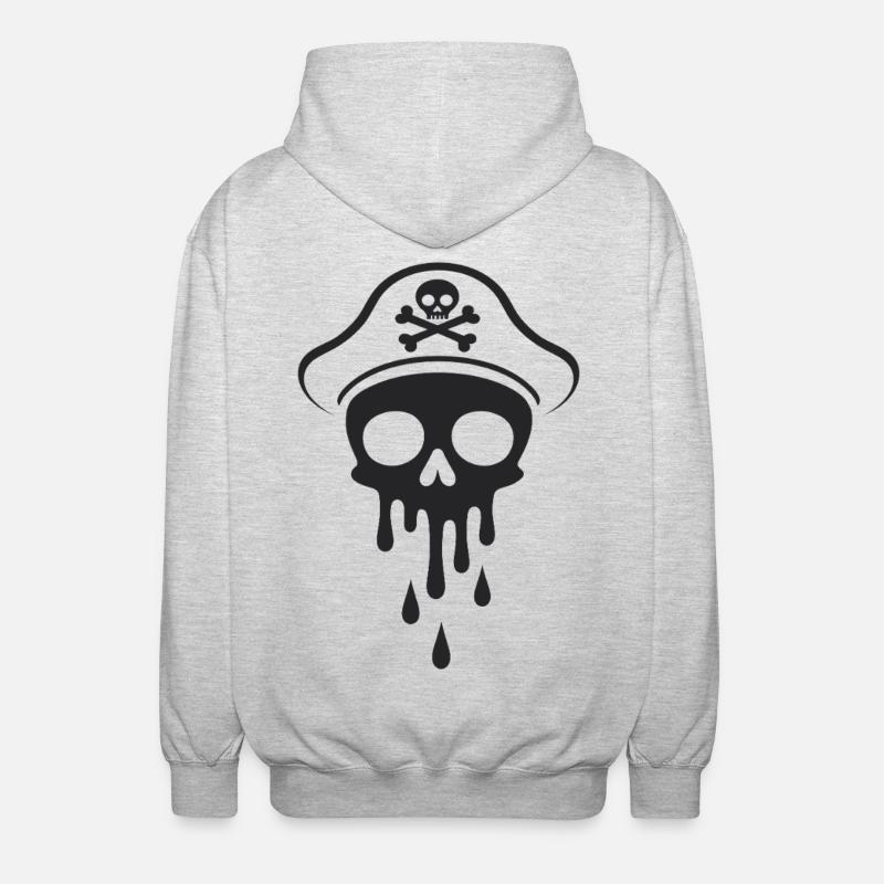 Melting Captain Skull Skull Captain Hat - Unisex Hooded Jacket - light heather grey