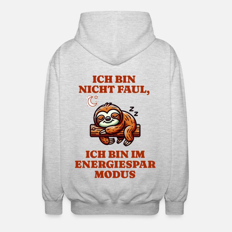 Sloth in power saving mode I'm not lazy - Unisex Hooded Jacket - light heather grey