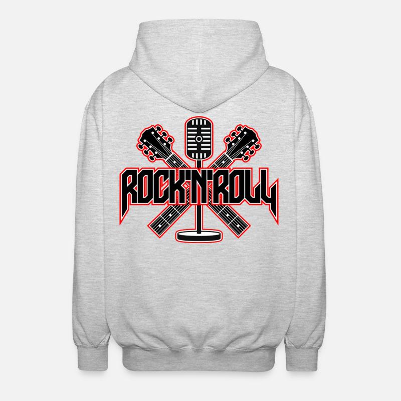 Emblème du micro et guitares RocknRoll - Veste à capuche unisexe - gris clair chiné