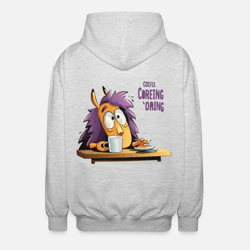 Kaffee Igel am Morgen - Unisex Kapuzenjacke - Hellgrau meliert