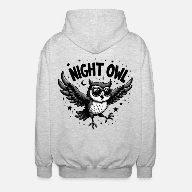 Night Owl Eule mit Sonnenbrille - Unisex Kapuzenjacke - Hellgrau meliert