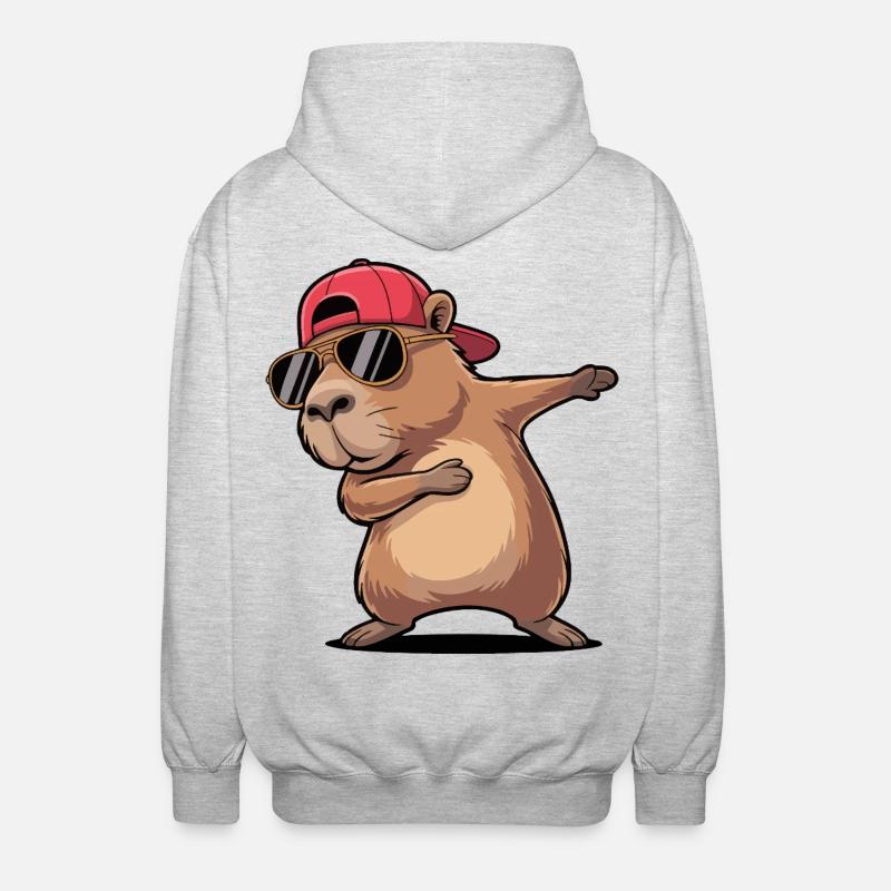 Cool Capybara Dabbing - Unisex Hooded Jacket - light heather grey