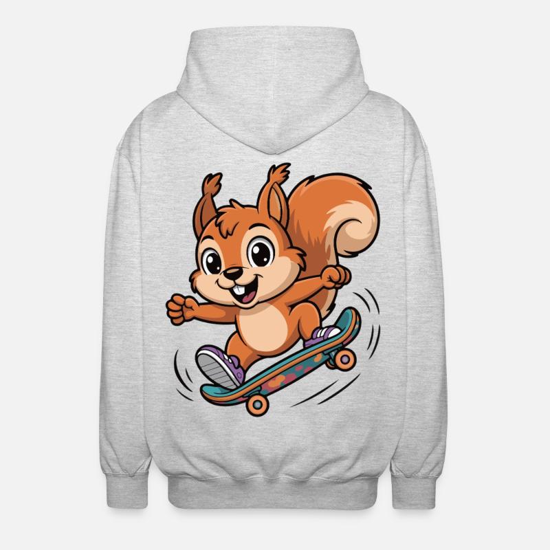 Skate-Eichhörnchen Sprinter - Unisex Kapuzenjacke - Hellgrau meliert