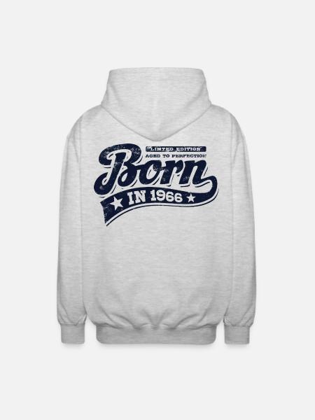 Born in 1966 - Birthday - Limited Edition - Unisex Hooded Jacket - light heather grey