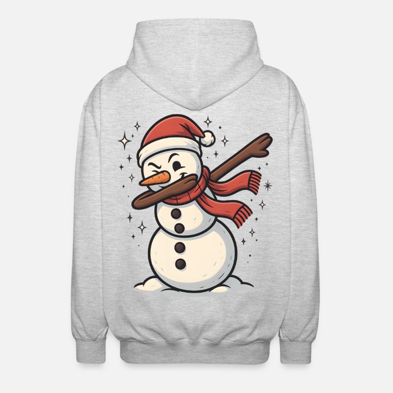 Dabbender Schneemann Dab Winter - Unisex Kapuzenjacke - Hellgrau meliert