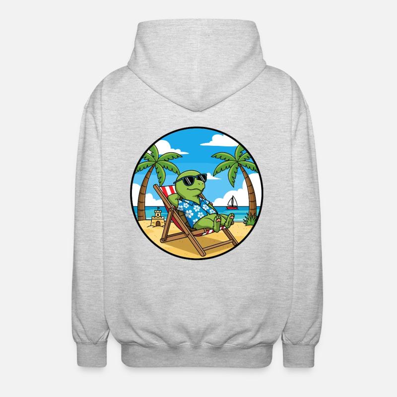 Cool Turtle Beach Vacation Summer Vibes - Unisex Hooded Jacket - light heather grey