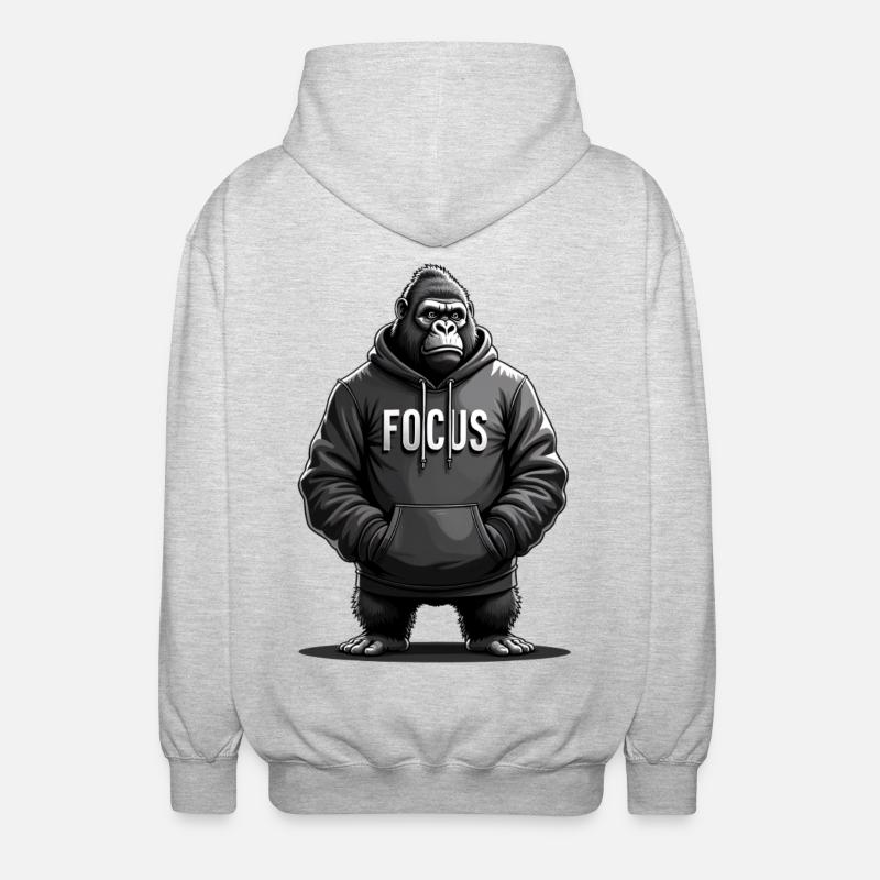Gorilla Focus Kraft Motivation Training - Unisex Kapuzenjacke - Hellgrau meliert