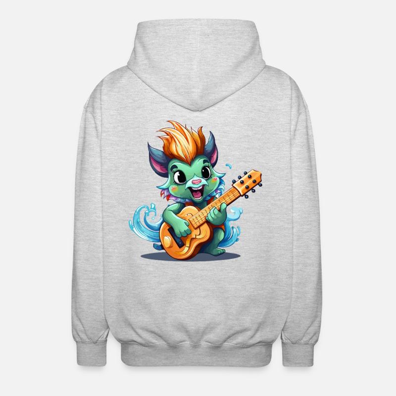 Guitariste créature mythique sur la plage - Veste à capuche unisexe - gris clair chiné
