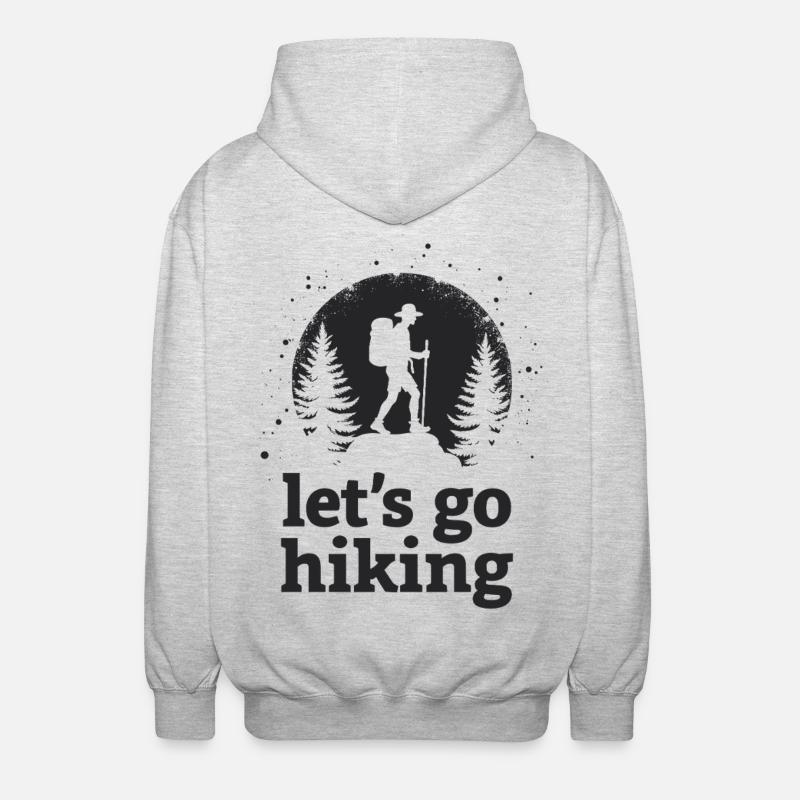 Let's go hiking Bergsteiger Wanderer Silhouette - Unisex Kapuzenjacke - Hellgrau meliert