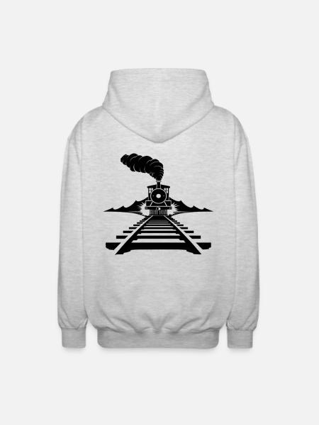 Railway Sketch - Unisex Hooded Jacket - light heather grey
