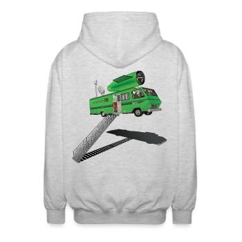 FLY ME TO THE MOON – Geek & Science-Fiction - Unisex Kapuzenjacke - Hellgrau meliert - Hinten - AI Model Male 185 light (185cm)
