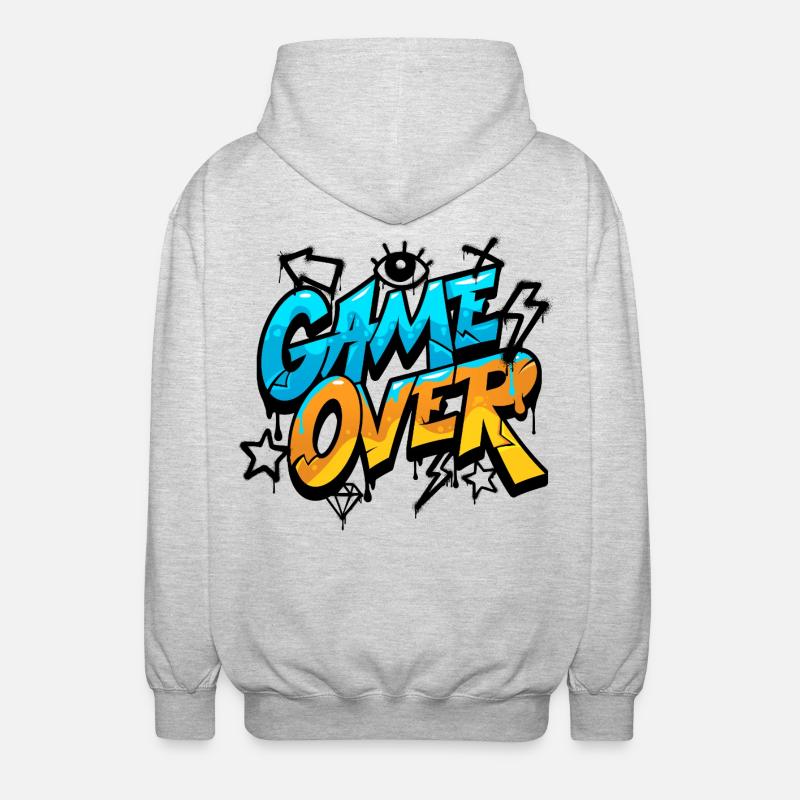 Game Over Graffiti Neon Gradient - Unisex Kapuzenjacke - Hellgrau meliert