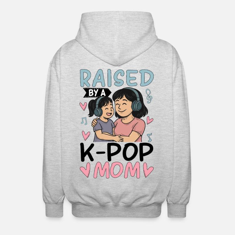 Raised By A K-Pop Mom - Unisex Kapuzenjacke - Hellgrau meliert