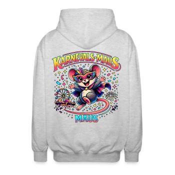 Karnevalsmaus Fasching Kostüm Niedlich Geschenk - Unisex Kapuzenjacke - Hellgrau meliert - Hinten - AI Model Male 185 light (185cm)