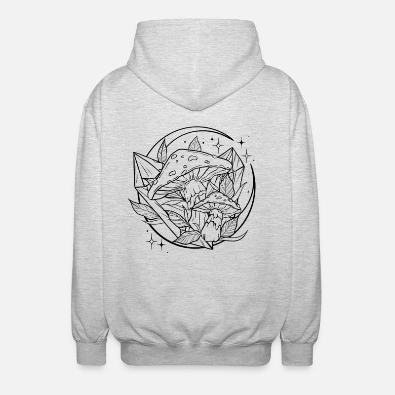 Witchy Toadstool with Magic Crystal - Unisex Hooded Jacket - light heather grey