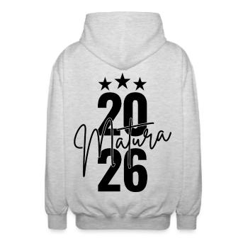 Maturité 2026 - Veste à capuche unisexe - gris clair chiné - Dos - AI Model Male 185 light (185cm)