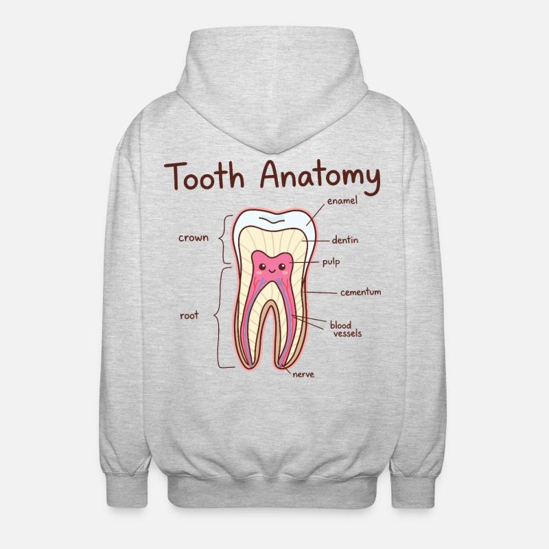 Dentiste assistant dentaire en anatomie dentaire - Veste à capuche unisexe - gris clair chiné