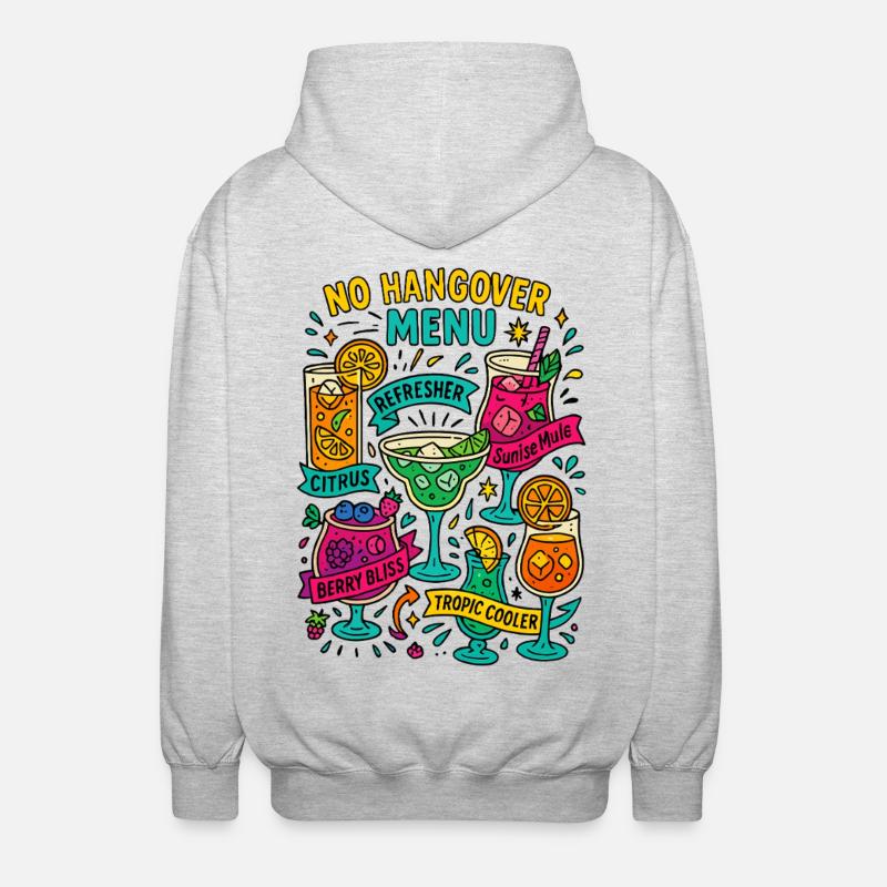 Pas de menu hangar, carte mocktail - Veste à capuche unisexe - gris clair chiné