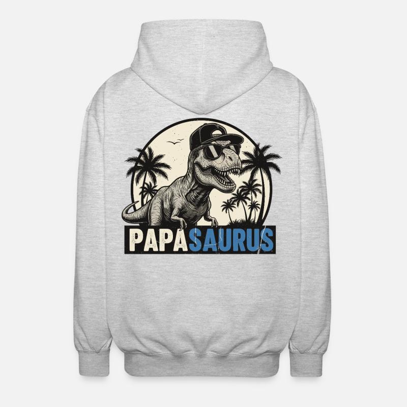 Papasaurus – Cool T-Rex Father Design - Veste à capuche unisexe - gris clair chiné