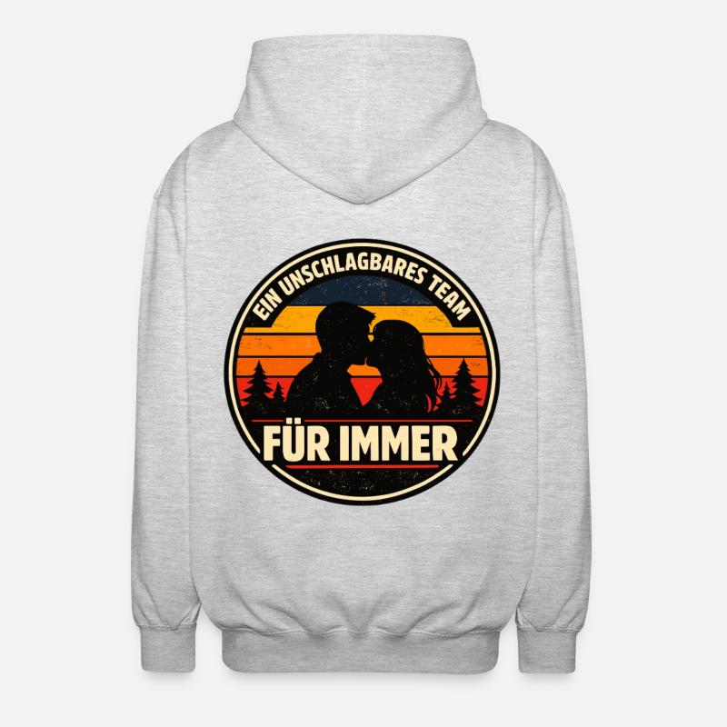 Équipe imbattable, amour pour toujours - Veste à capuche unisexe - gris clair chiné