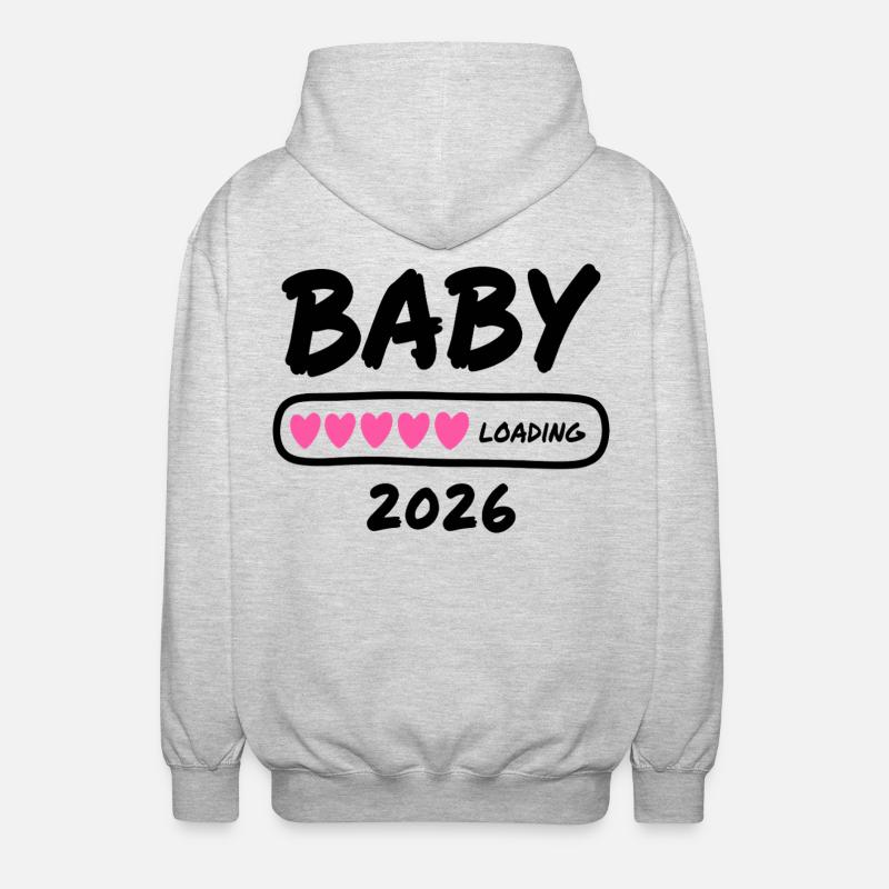 Baby Loading 2026 Schwangerschaft Eltern - Unisex Kapuzenjacke - Hellgrau meliert