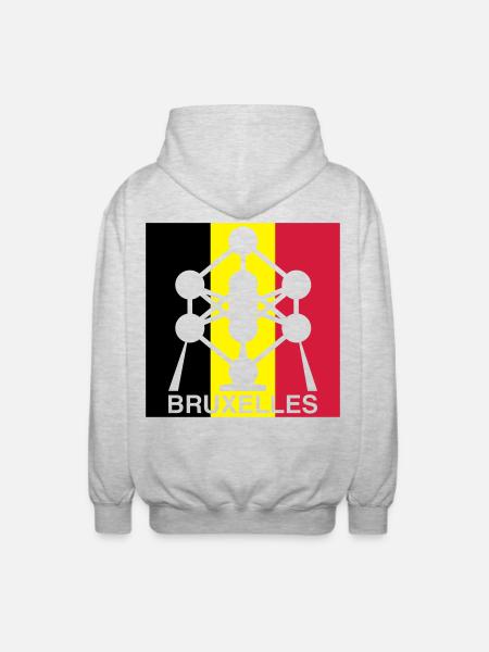 Atomium Brussels – Belgian Flag Square Design - Unisex Hooded Jacket - light heather grey