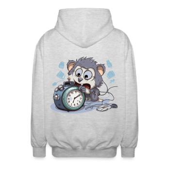 Morgenchaos Otter Wecker - Unisex Kapuzenjacke - Hellgrau meliert - Hinten - AI Model Male 185 light (185cm)