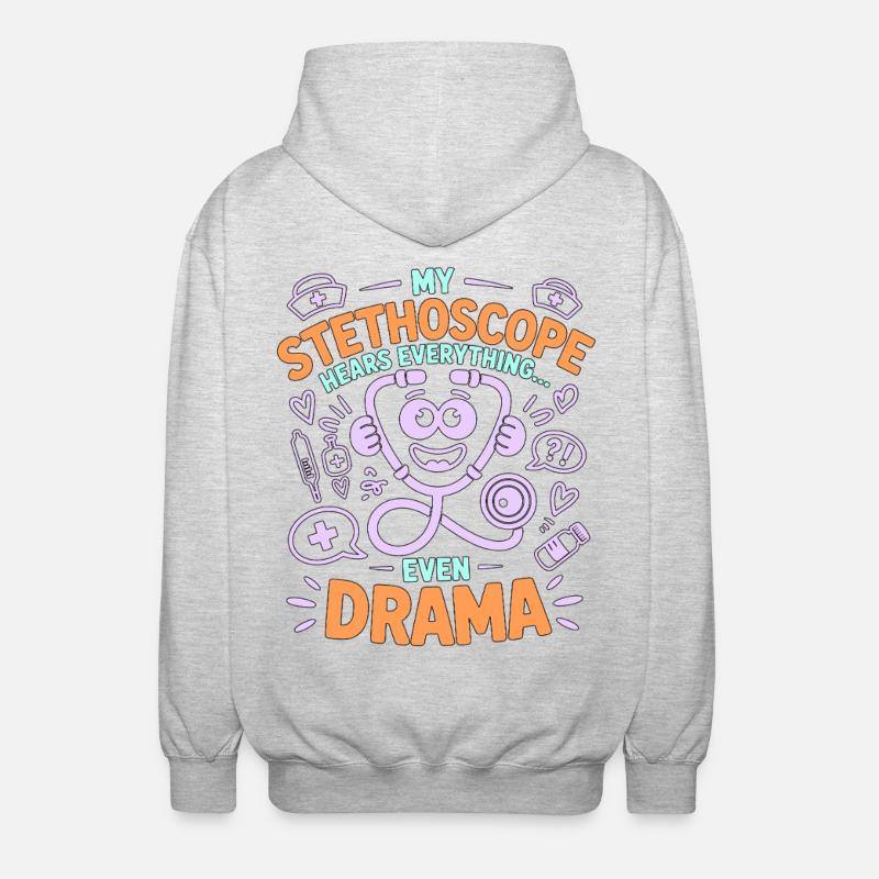 Nurse Practitioner My Stethoscope Hears Nursing - Unisex Hooded Jacket - light heather grey
