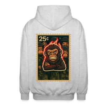 Feuer und Affe Protest - Unisex Kapuzenjacke - Hellgrau meliert - Hinten - AI Model Male 185 light (185cm)