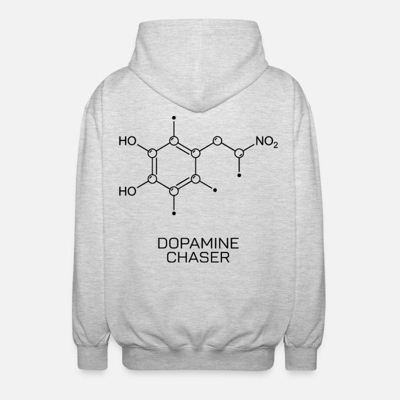 Molécule de recherche de dopamine - Veste à capuche unisexe - gris clair chiné