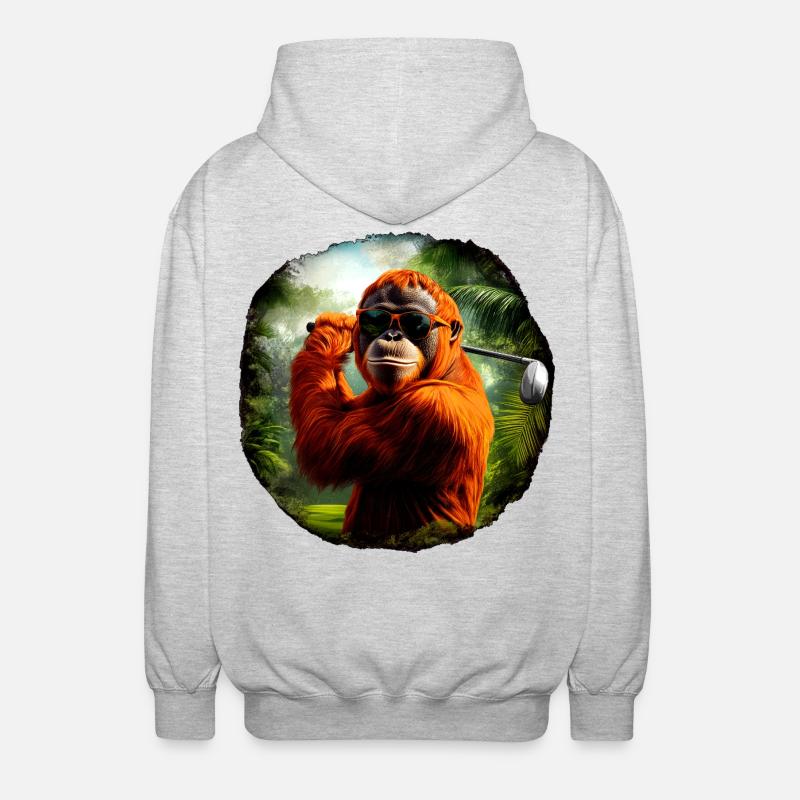 Golfe des orangs-outans / Singe - Veste à capuche unisexe - gris clair chiné