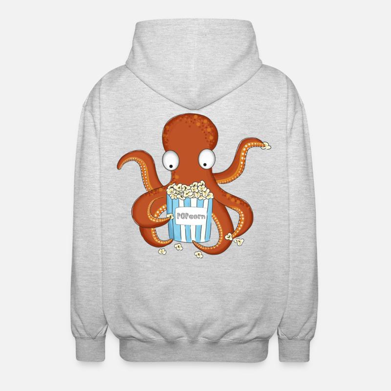 Popcorn Krake - Unisex Kapuzenjacke - Hellgrau meliert