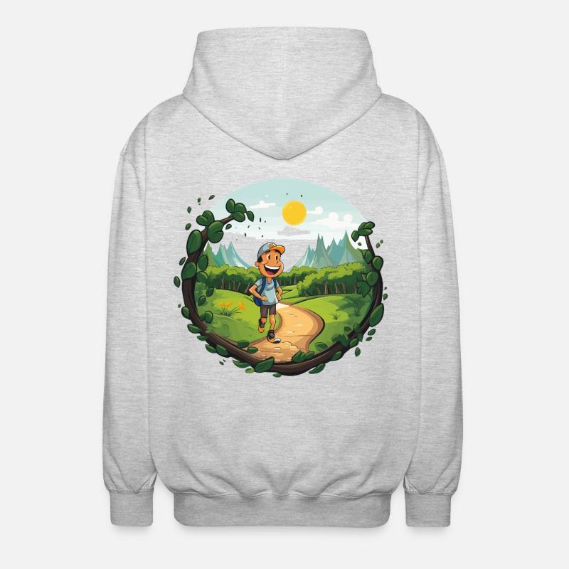 Hikers on the forest path - Unisex Hooded Jacket - light heather grey