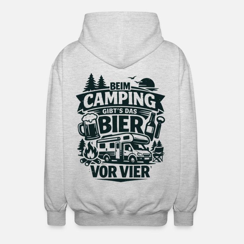 Bier Vor Vier Beim Camping - Unisex Kapuzenjacke - Hellgrau meliert