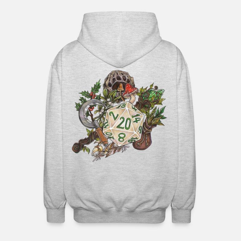 RPG Tabletop D20 Dice Gift Druid - Unisex Hooded Jacket - light heather grey